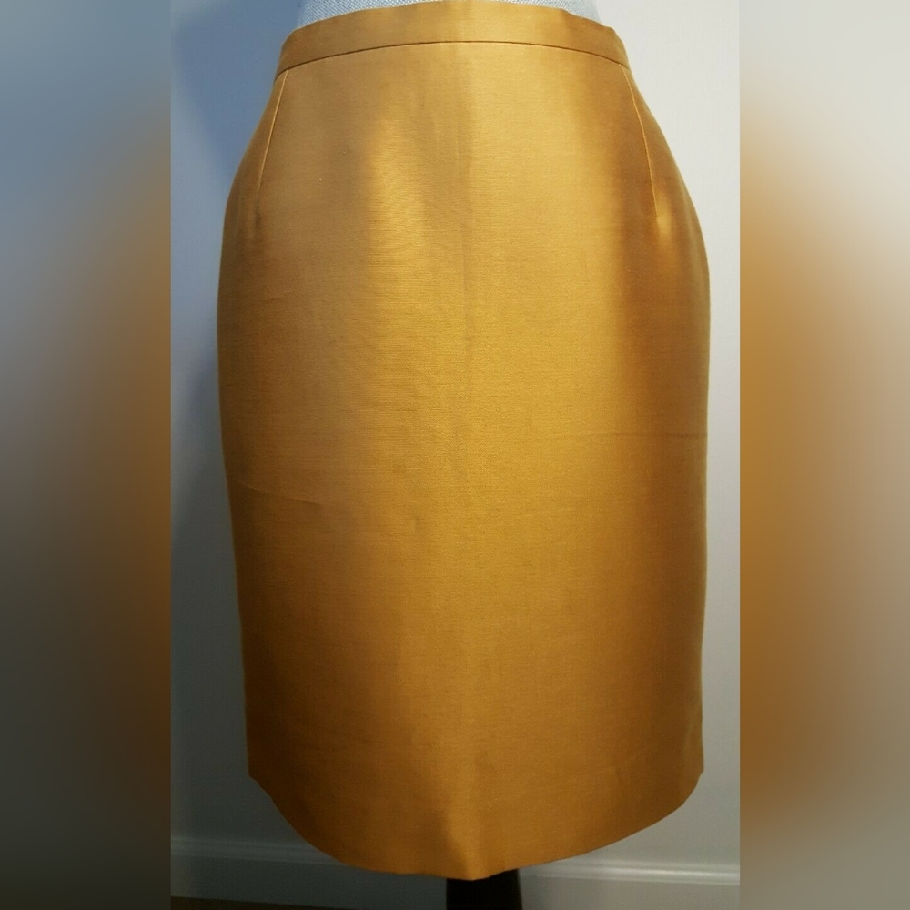 $1,990 OSCAR DE LA RENTA AVANT GARDE GOLD SILK LINED RUNW SKIRT US 8 - Picture 4 of 13